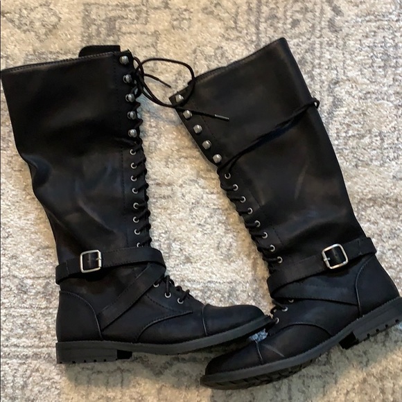 Target Shoes - Tall black lace up motorcycle boots